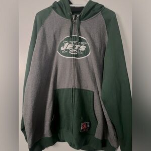 Mens NFL Jets long sleeve zip hoodie.